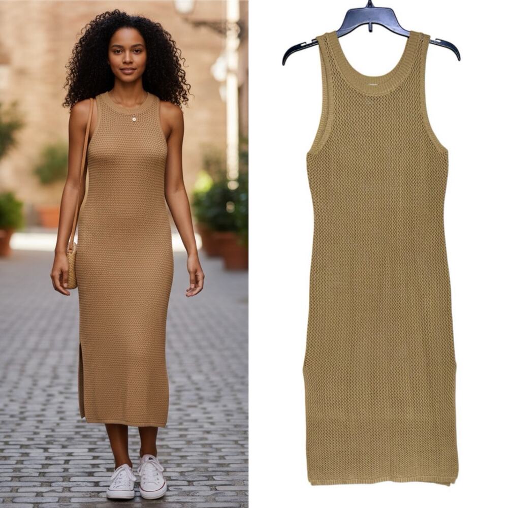 Sheath Midi Sweater Dress Loose Knit Tank - Picture 1 of 10